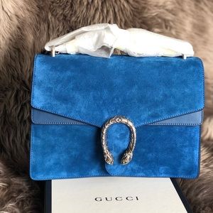 Gucci Blue Suede Dionysus chain Shoulder Bag